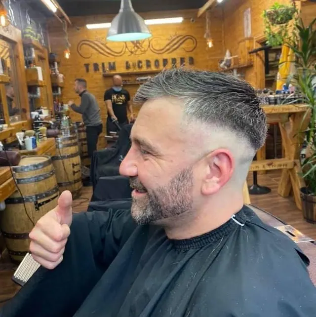 A skin fade finished at Trim & Cropper